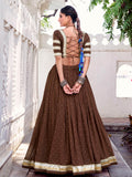 Timeless Brown Zari Weaving Chanderi Silk Navratri Wear Lehenga Choli - Zeel Clothing