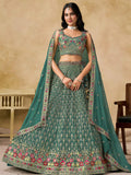 Timeless Green Floral Embroidery Georgette Event Wear Lehenga With Blouse