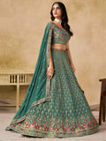 Timeless Green Floral Embroidery Georgette Event Wear Lehenga With Blouse