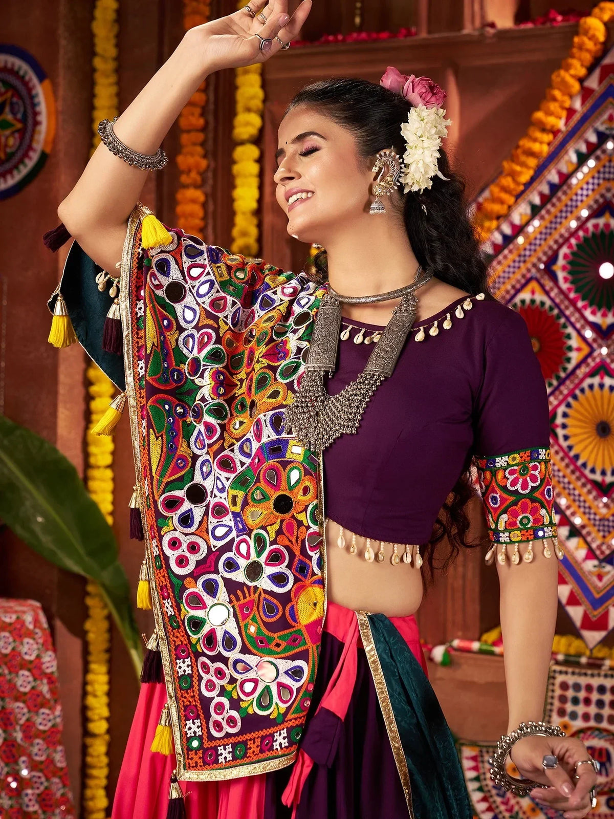 Timeless Multi-Color Thread Embroidery Cotton Traditional Lehenga Choli - Zeel Clothing