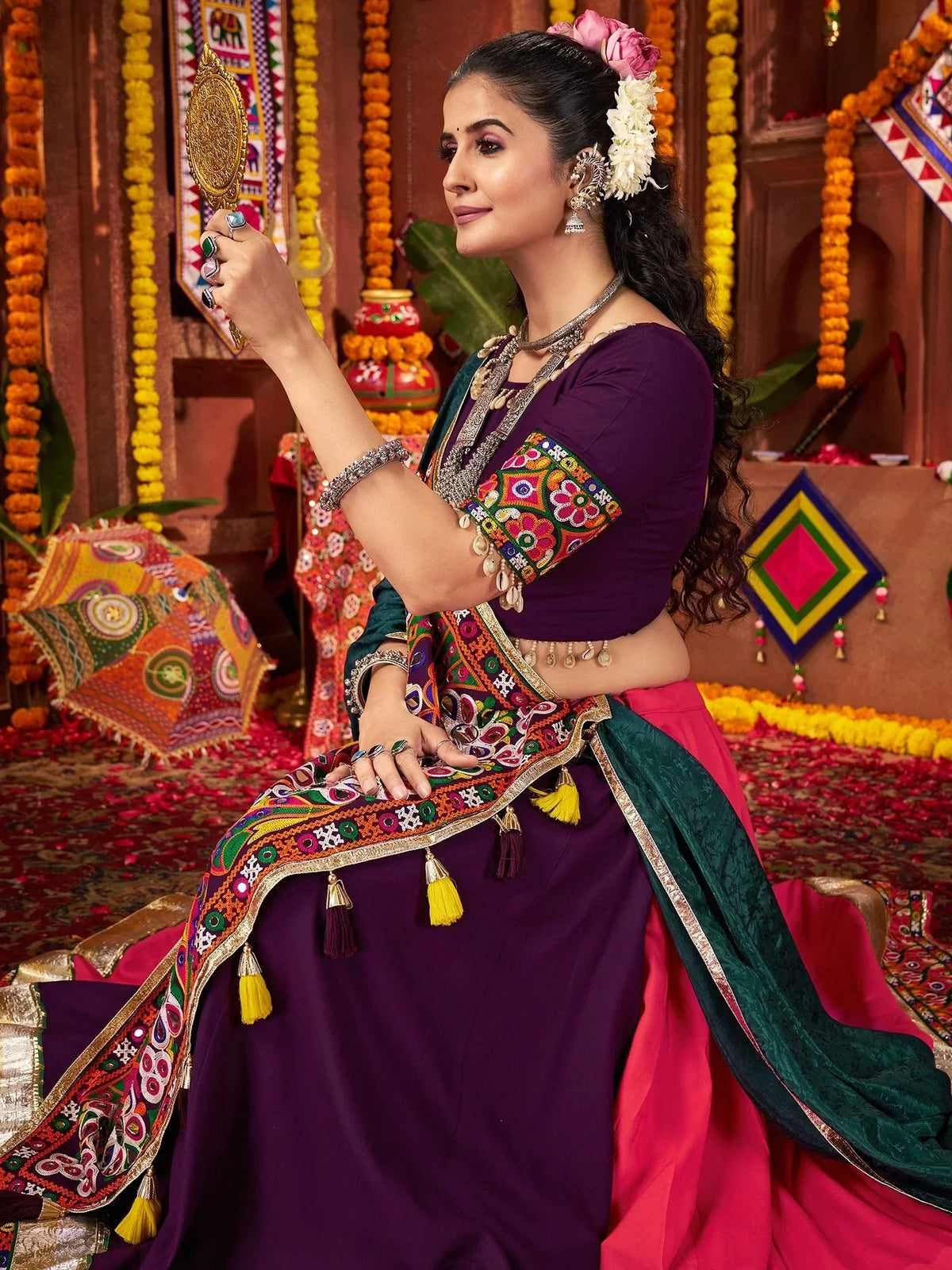 Timeless Multi-Color Thread Embroidery Cotton Traditional Lehenga Choli - Zeel Clothing