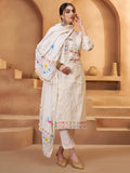 Timeless Off-White Joot Work Cotton Traditional Pant Suit With Dupatta - Zeel Clothing