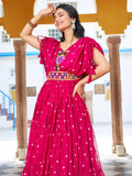 Timeless Pink Gamthi Work Georgette Traditional Gown - Zeel Clothing