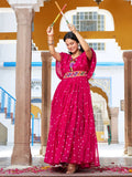 Timeless Pink Gamthi Work Georgette Traditional Gown - Zeel Clothing