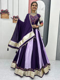 Timeless Purple Lace Border Cotton Navratri Wear Lehenga Choli With Dupatta - Zeel Clothing