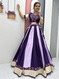 Timeless Purple Lace Border Cotton Navratri Wear Lehenga Choli With Dupatta - Zeel Clothing