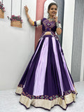 Timeless Purple Lace Border Cotton Navratri Wear Lehenga Choli With Dupatta - Zeel Clothing