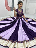 Timeless Purple Lace Border Cotton Navratri Wear Lehenga Choli With Dupatta - Zeel Clothing