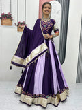 Timeless Purple Lace Border Cotton Navratri Wear Lehenga Choli With Dupatta - Zeel Clothing