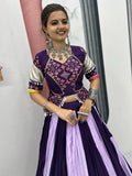 Timeless Purple Lace Border Cotton Navratri Wear Lehenga Choli With Dupatta - Zeel Clothing