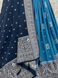 Timeless Sky Blue Mirror Work Georgette Festive Wear Lehenga Choli With Dupatta
