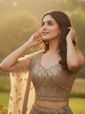 Tremendous Golden Dori Embroidered Net Cocktail Wear Lehenga Choli With Dupatta