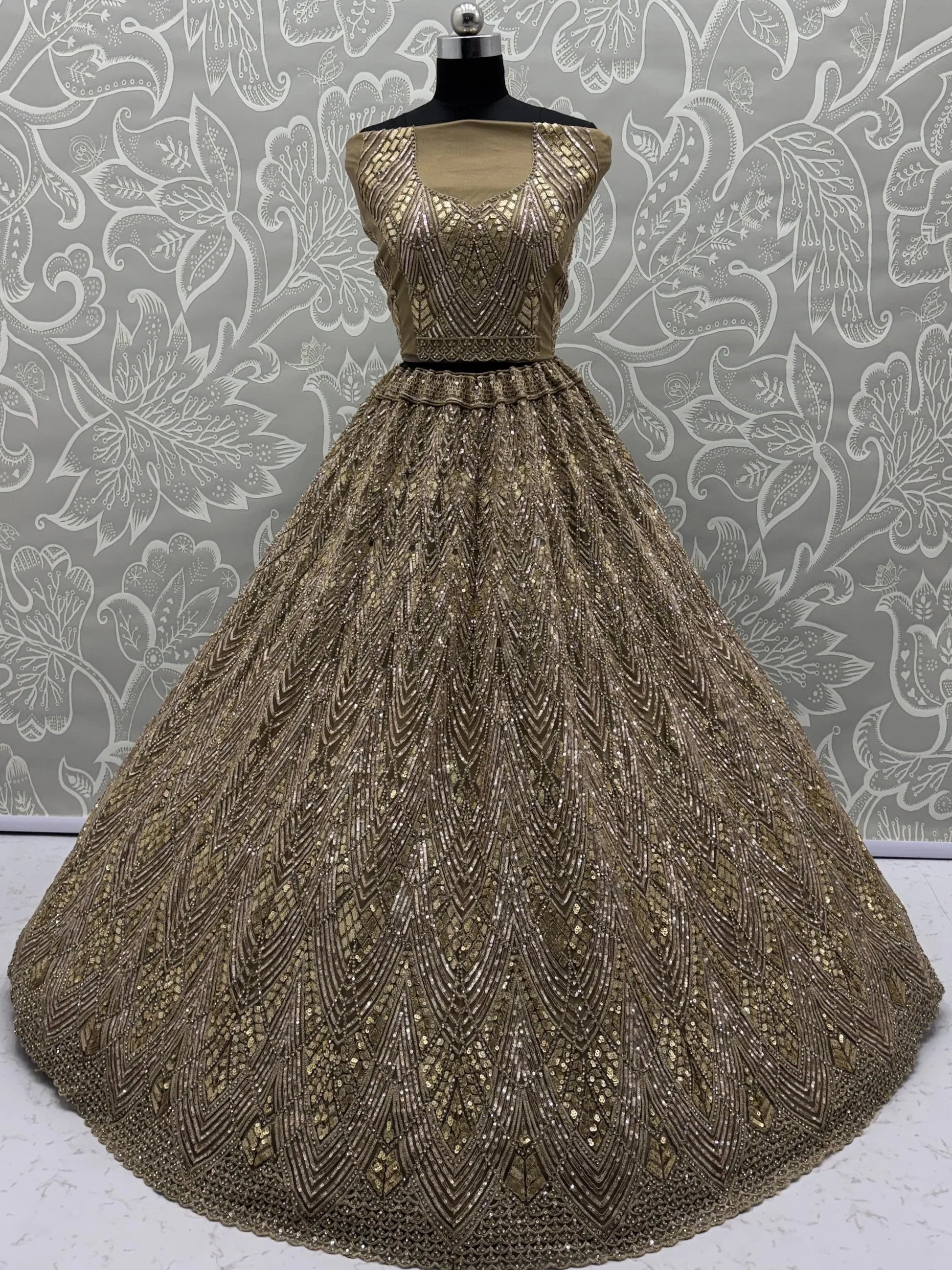 Tremendous Golden Dori Embroidered Net Cocktail Wear Lehenga Choli With Dupatta