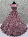 Tremendous Pink Dori Embroidery Net Bridesmaid Lehenga Choli