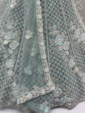 Tremendous Pista Green Hand Embroidered Net Reception Wear Lehenga Choli - Zeel Clothing