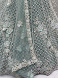 Tremendous Pista Green Hand Embroidered Net Reception Wear Lehenga Choli - Zeel Clothing