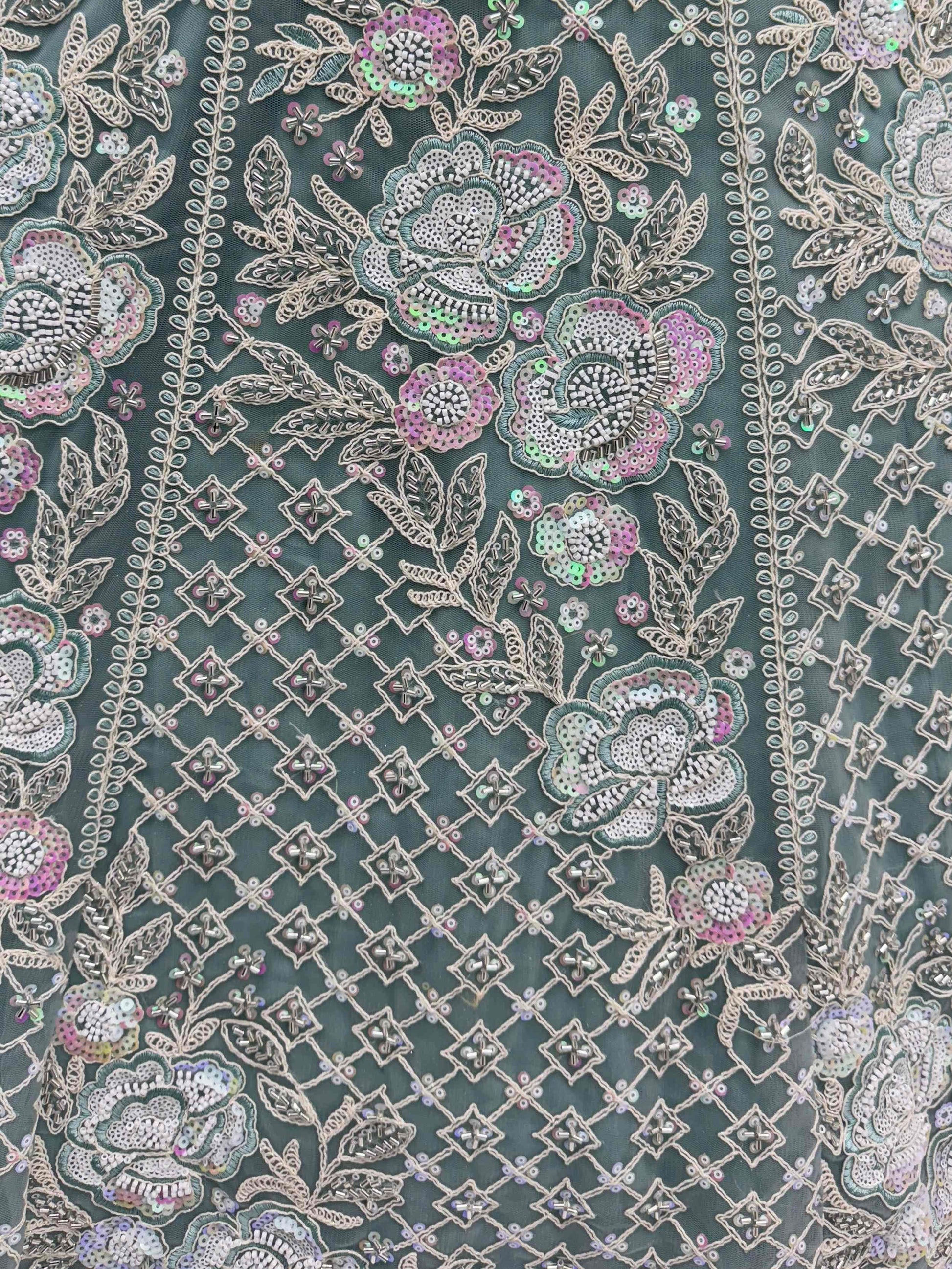 Tremendous Pista Green Hand Embroidered Net Reception Wear Lehenga Choli - Zeel Clothing