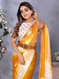 Tremendous Yellow Shibori Printed Chiffon Designer Saree With Blouse - Zeel Clothing