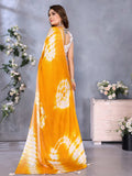 Tremendous Yellow Shibori Printed Chiffon Designer Saree With Blouse - Zeel Clothing