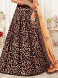 Trending Maroon Embroidered Velvet Bridal Lehenga Choli - Zeel Clothing
