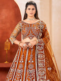 Trendy Brown Sequins Work Net Wedding Wear Lehenga Choli With Dupatta