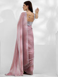 Unexpected Peach Organza Party Wear Plain Saree With Blouse - Zeel Clothing