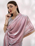Unexpected Peach Organza Party Wear Plain Saree With Blouse - Zeel Clothing