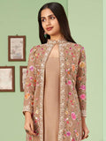 Unique Light Brown Embroidered Georgette Jacket Salwar Suit - Zeel Clothing