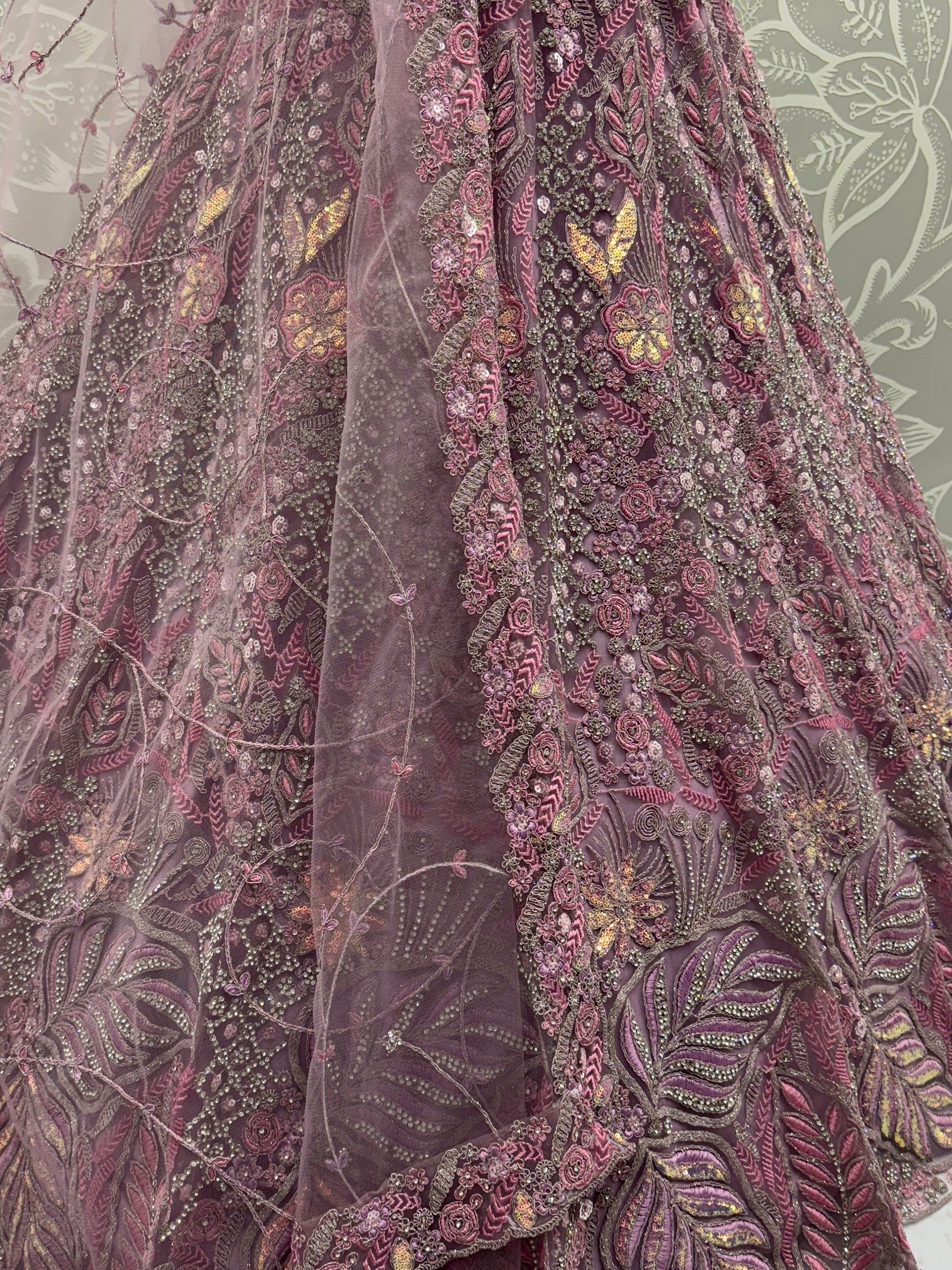 Unique Mauve Dori Embroidery Net Engagement Wear Lehenga Choli - Zeel Clothing