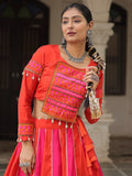 Unique Orange Lace Work Silk Navratri Wear Lehenga Choli - Zeel Clothing