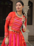 Unique Orange Lace Work Silk Navratri Wear Lehenga Choli - Zeel Clothing