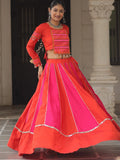 Unique Orange Lace Work Silk Navratri Wear Lehenga Choli - Zeel Clothing