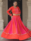 Unique Orange Lace Work Silk Navratri Wear Lehenga Choli - Zeel Clothing