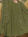 Virtuous Olive Green Sequins Georgette Festive Wear Anarkali Suit - Zeel Clothing