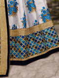 White Botanical Flower Butta Printed Lehenga with Embroidered Blouse - Zeel Clothing