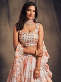 White Floral Printed Organza Festival Lehenga Choli - Zeel Clothing