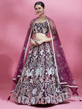 Spectacular Wine Sequins Net Engagement Wear Lehenga Choli