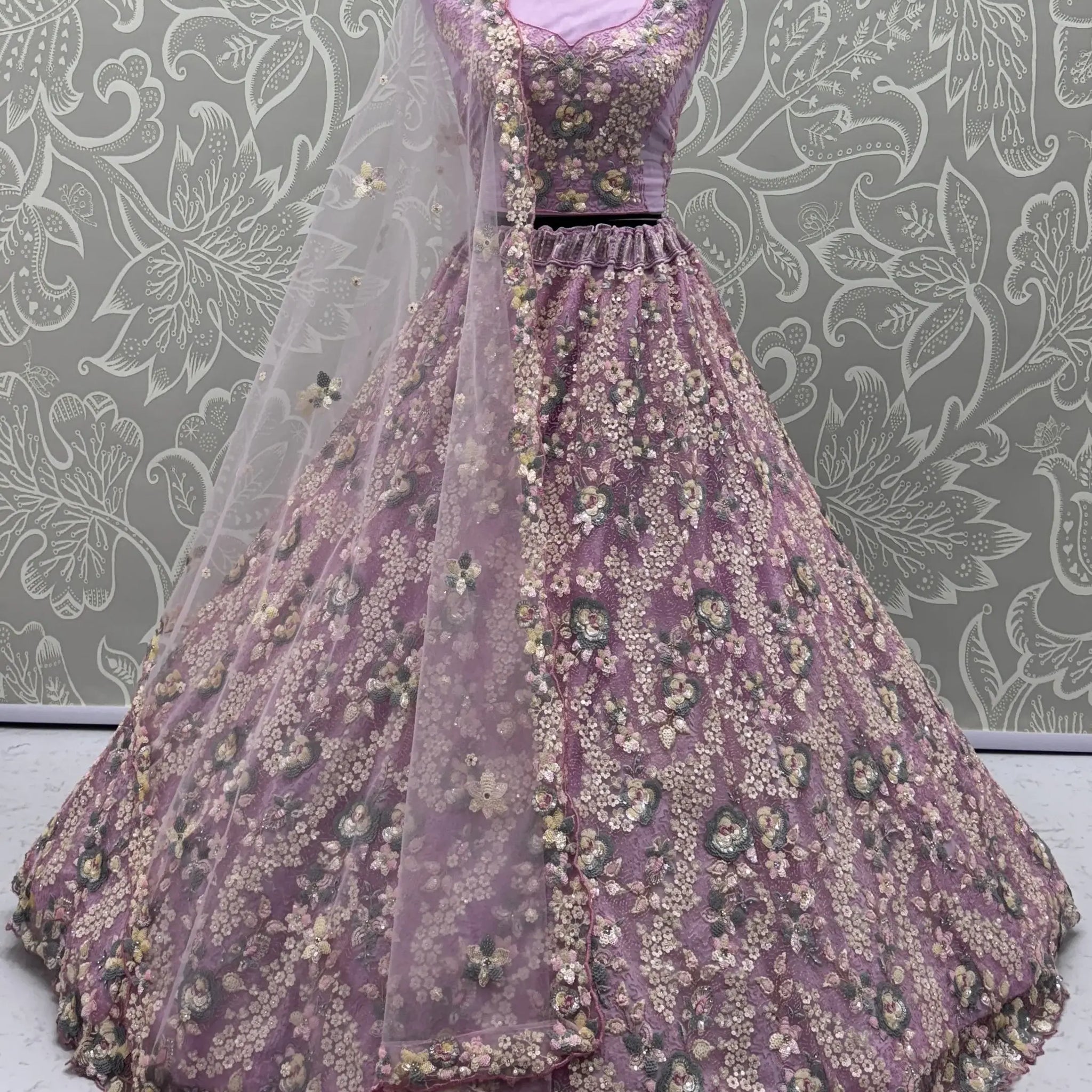 Winsome Lilac Dori Embroidery Net Engagement Wear Lehenga With Blouse - Zeel Clothing