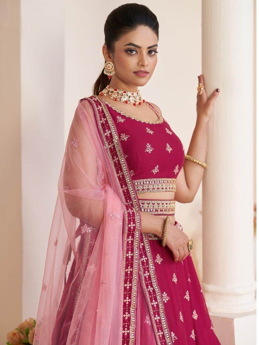 Wonderful Beige Dori Work Georgette Lehenga Choli With Dupatta - Zeel Clothing
