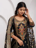 Wonderful Black Hand Work Jacquard Silk Festive Wear Pant Suit With Dupatta - Zeel Clothing