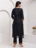 Wonderful Black Hand Work Jacquard Silk Festive Wear Pant Suit With Dupatta - Zeel Clothing