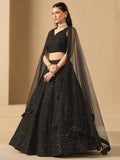 Wonderful Black Sequins Georgette Reception Wear Lehenga Choli - Zeel Clothing