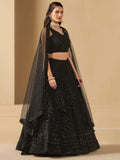Wonderful Black Sequins Georgette Reception Wear Lehenga Choli - Zeel Clothing