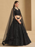Wonderful Black Sequins Georgette Reception Wear Lehenga Choli - Zeel Clothing
