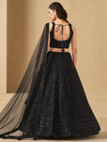 Wonderful Black Sequins Georgette Reception Wear Lehenga Choli - Zeel Clothing
