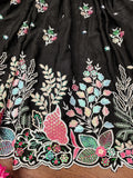 Wonderful Black Thread Embroidered Chinon Wedding Lehenga Choli - Zeel Clothing