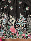 Wonderful Black Thread Embroidered Chinon Wedding Lehenga Choli - Zeel Clothing