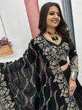Wonderful Black Thread Embroidered Cotton Navratri Special Lehenga Choli - Zeel Clothing