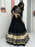 Wonderful Black Thread Embroidered Cotton Navratri Special Lehenga Choli - Zeel Clothing