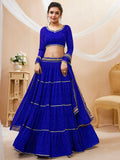 Wonderful Blue Leheriya Printed Georgette Festival Wear Lehenga Choli - Zeel Clothing